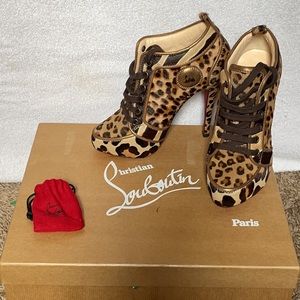 Christian Louboutin Venus Orlato 140mm Suede Multi Anke Boots Sz 36